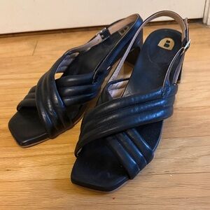 Bared Footwear Black Leather Slingback Sandals
